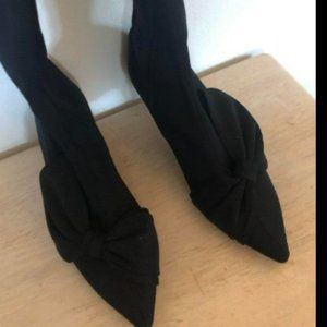 Zara Bow Over the Knee Kitten Heel Boots Sz 39